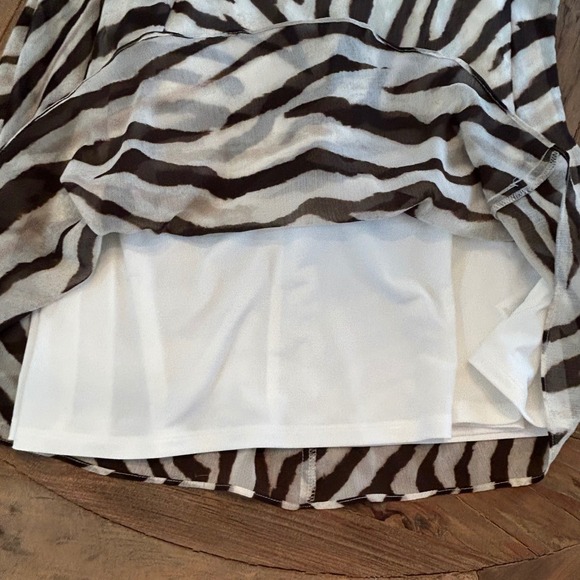 Lauren Ralph Lauren Zebra Print Faux Wrap Dress Cream Brown 12P Sleeveless NWT - Picture 10 of 14